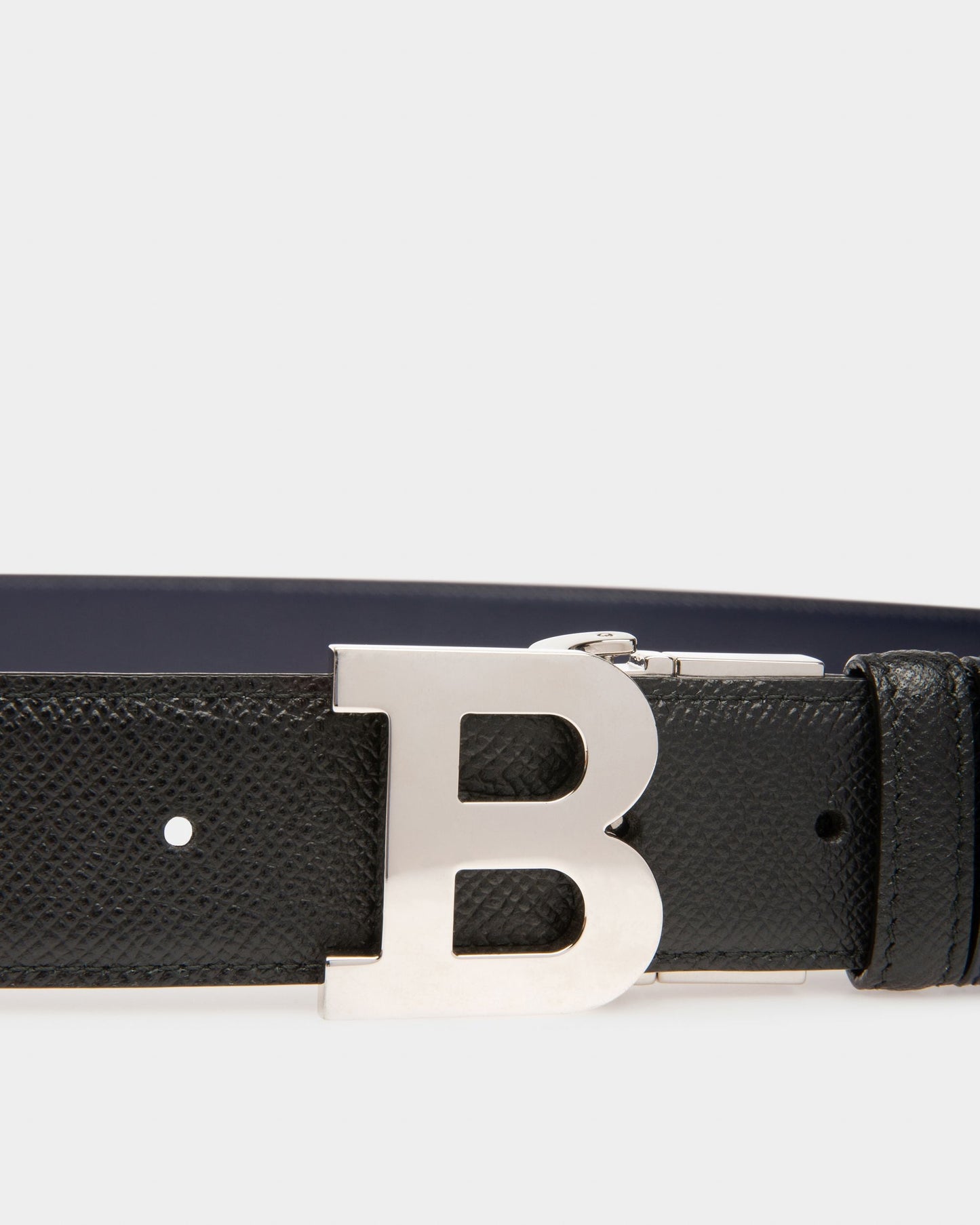 B Buckle Leather 35mm Belt In Black & Navy