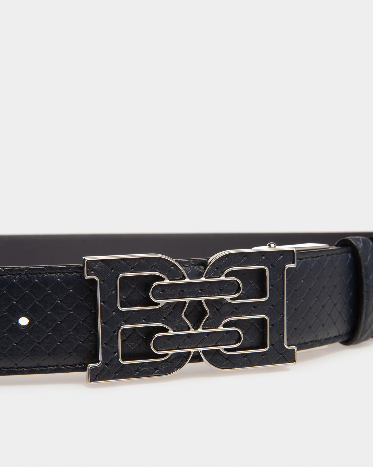 B-Chain Leather 35Mm Belt In Navy