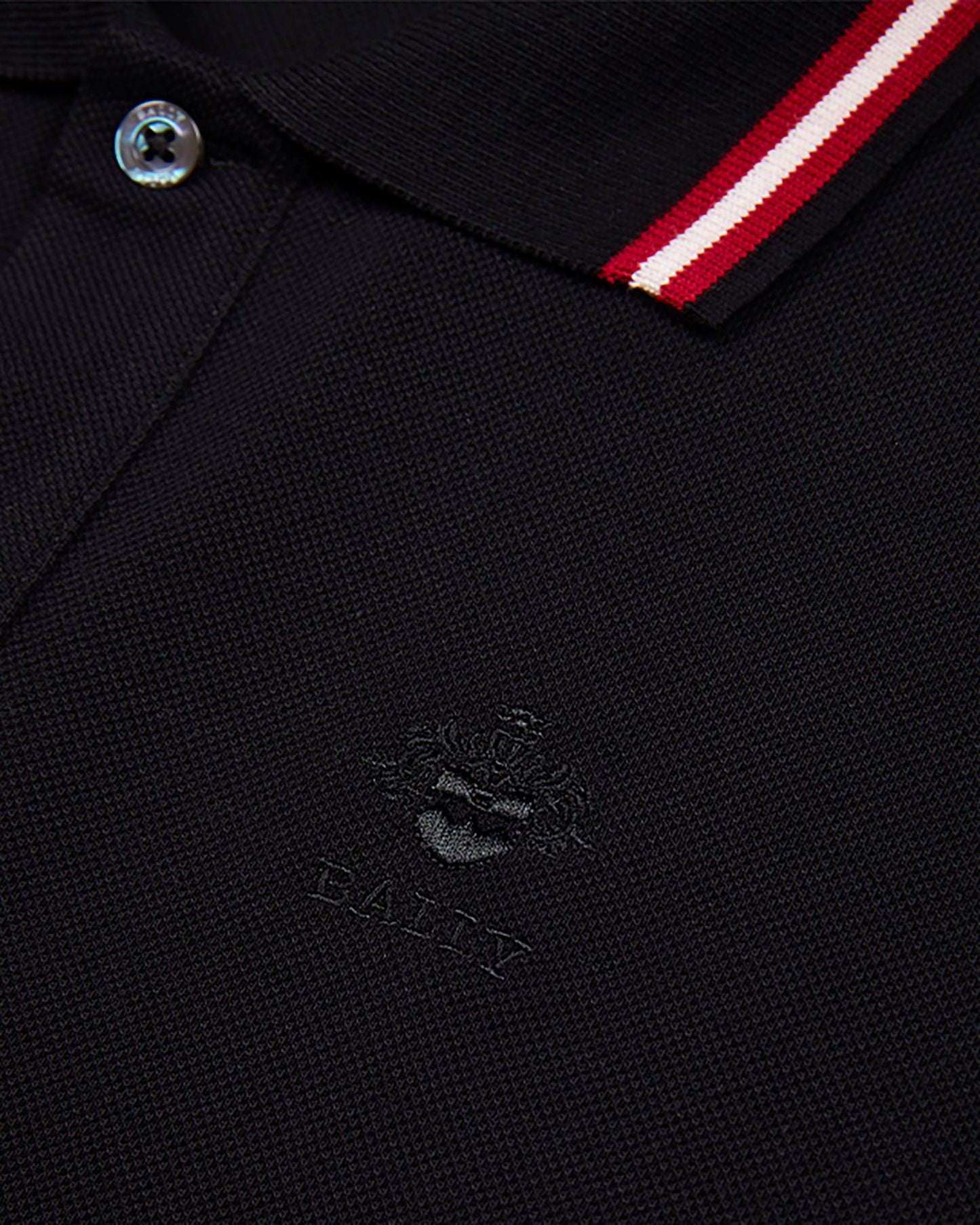 Polo Shirt in Black Piqué-Knit Cotton
