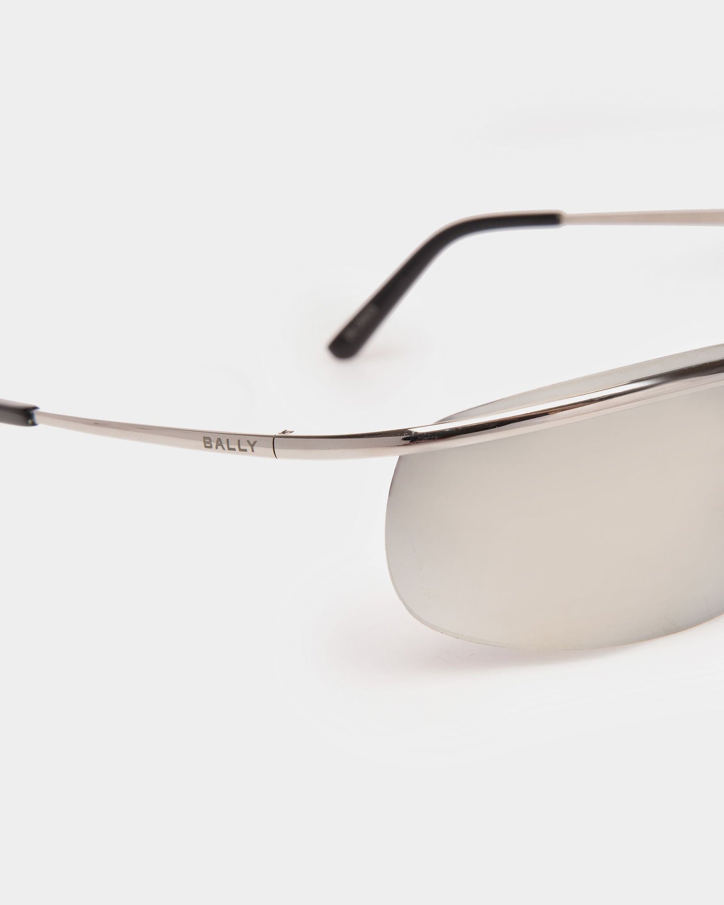 Shark Rimless Sunglasses In Shiny Palladium Metal & Mirrored Silver
