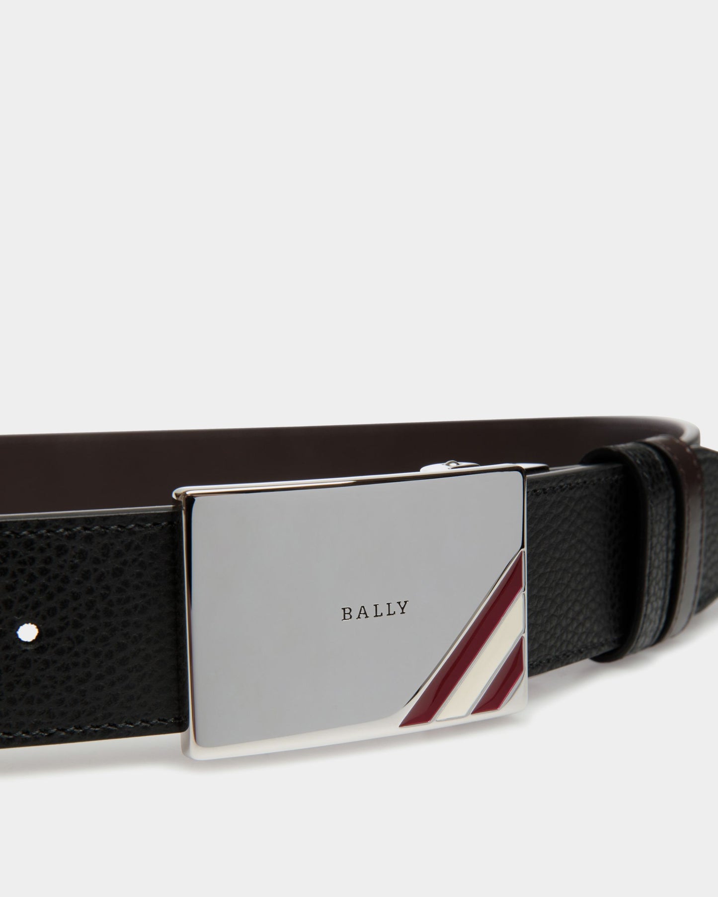 Reversible And Adjustable Belt in Black Grained Leather