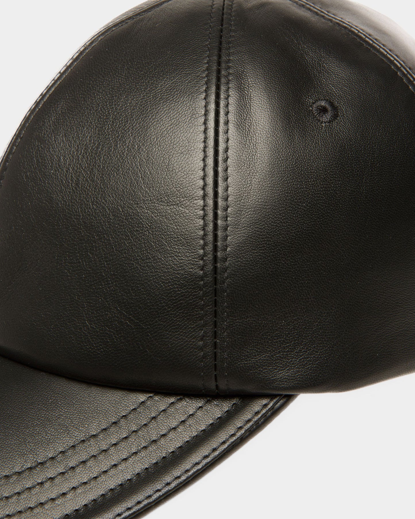 Baseball Cap In Black Leather