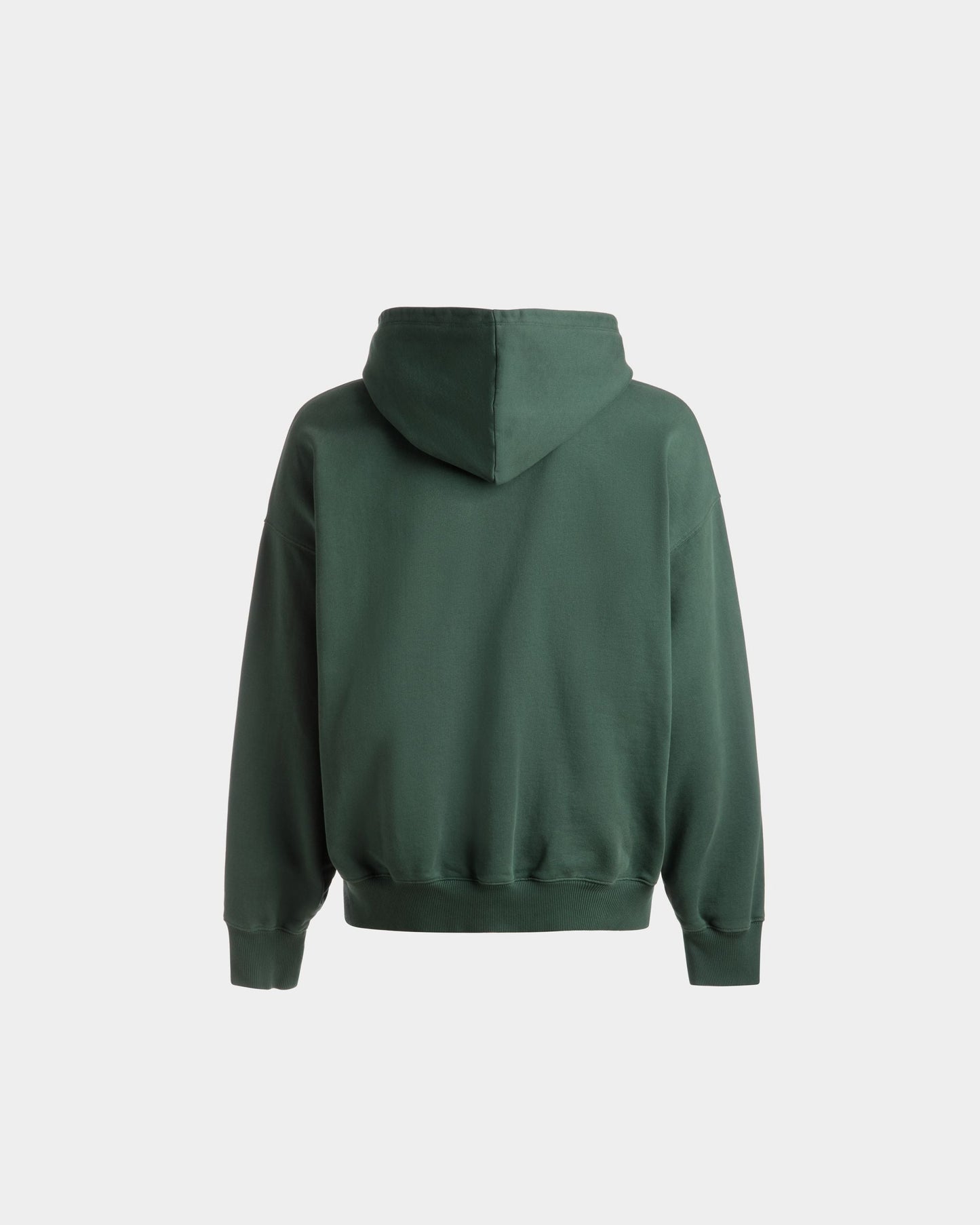 Foiled Hooded Sweatshirt | Men's Sweatshirt | Kelly Green Cotton | Bally | Still Life Back