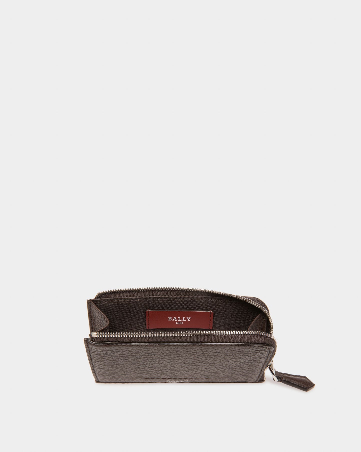 Scord Leather Card Holder In Ebony Brown