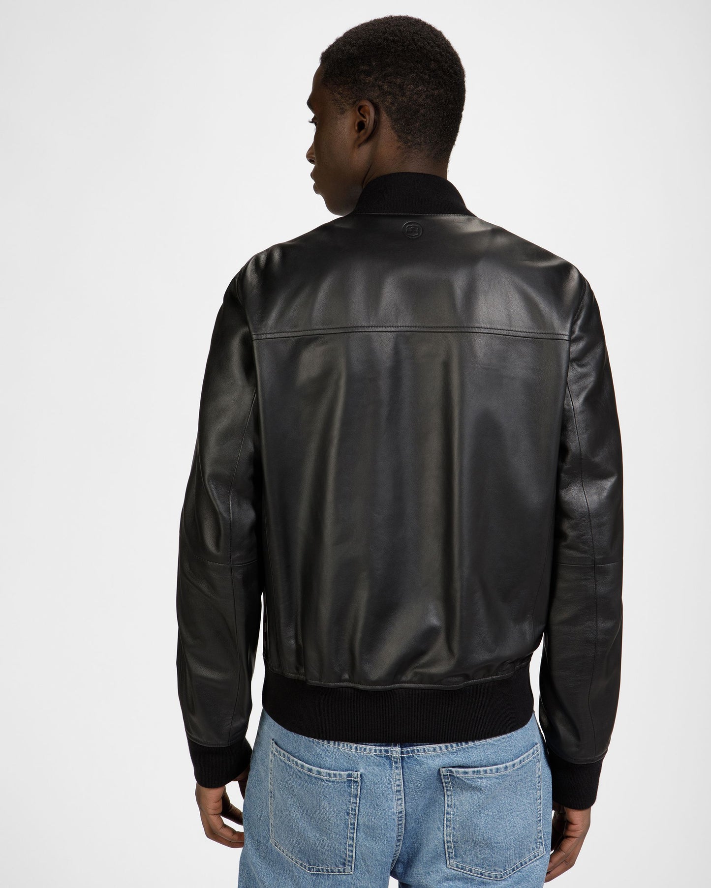 Leather Bomber Jacket In Black