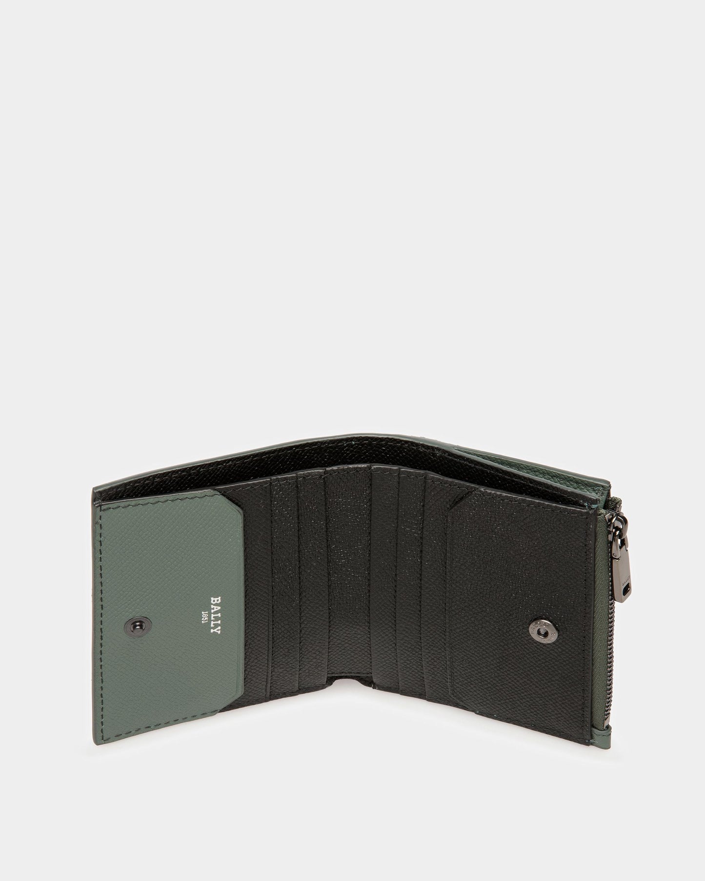 Bunner Leather Wallet In Sage And Black