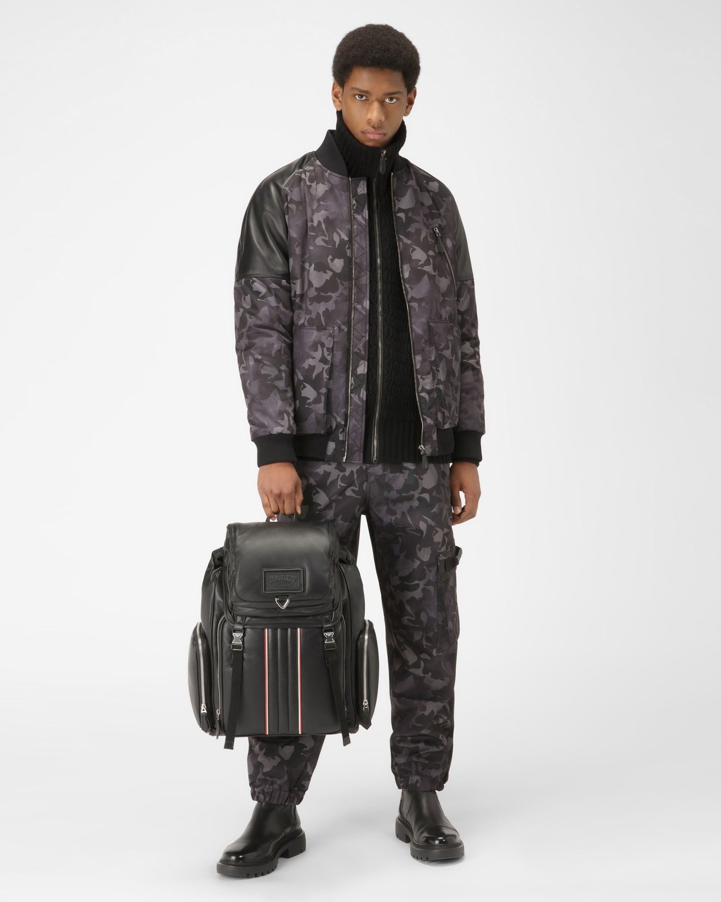 Recycled Nylon Bomber Jacket In Black
