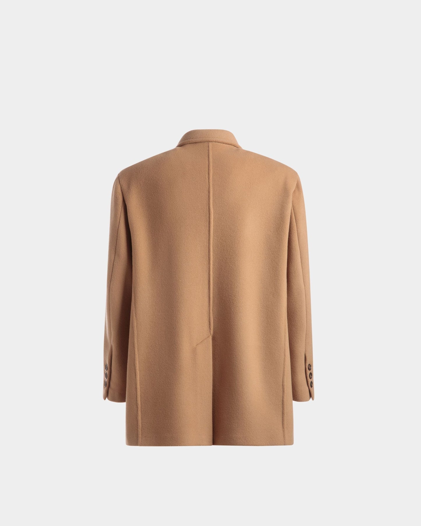 Single Breasted Jacket | Men's Outerwear | Camel Cashmere Wool Mix | Bally | Still Life Back