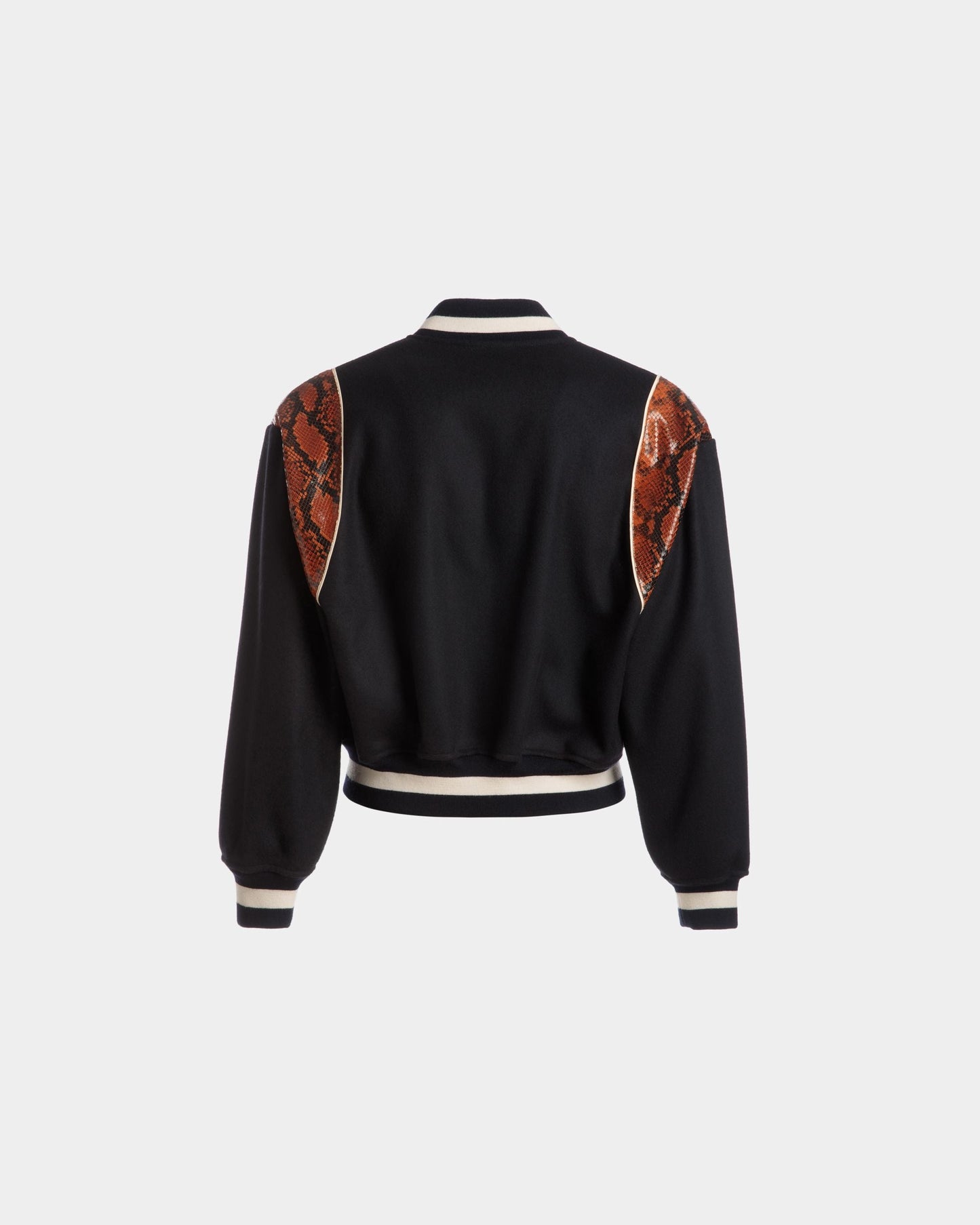 Letterman Jacket | Men's Outerwear | Navy Wool Mix | Bally | Still Life Back