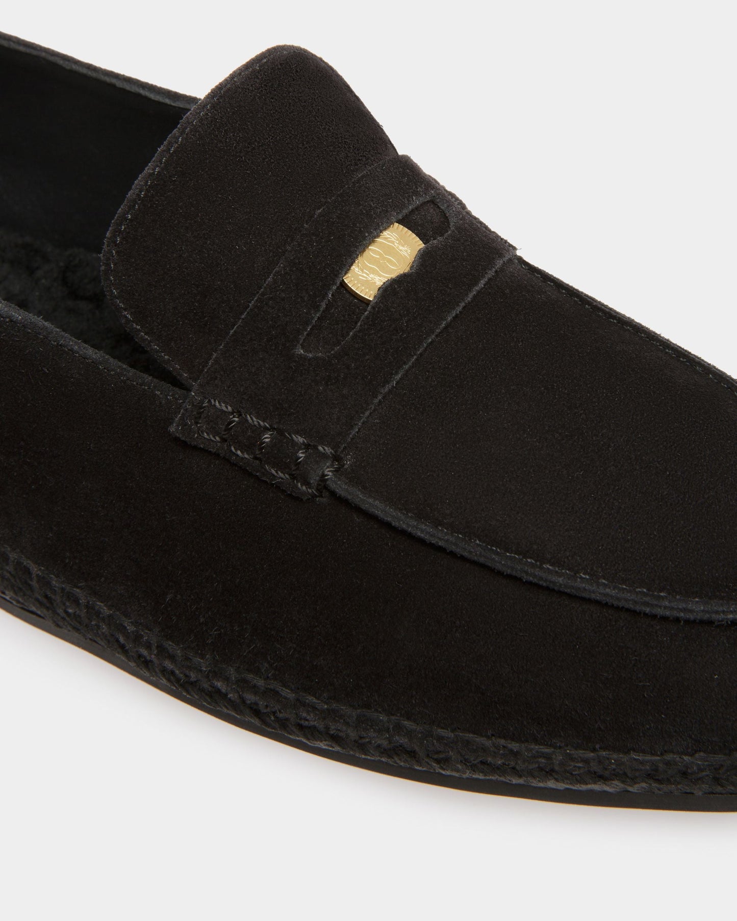 Kolby | Men's Espadrilles | Black Leather | Bally | Still Life Detail