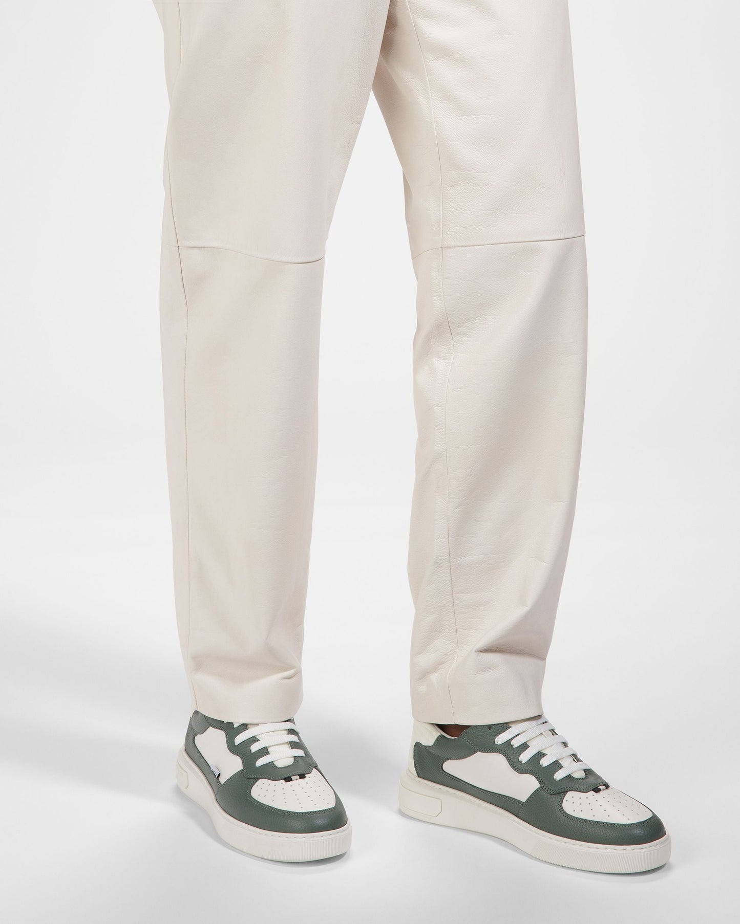 Mark Leather And Fabric Sneakers In Sage And White