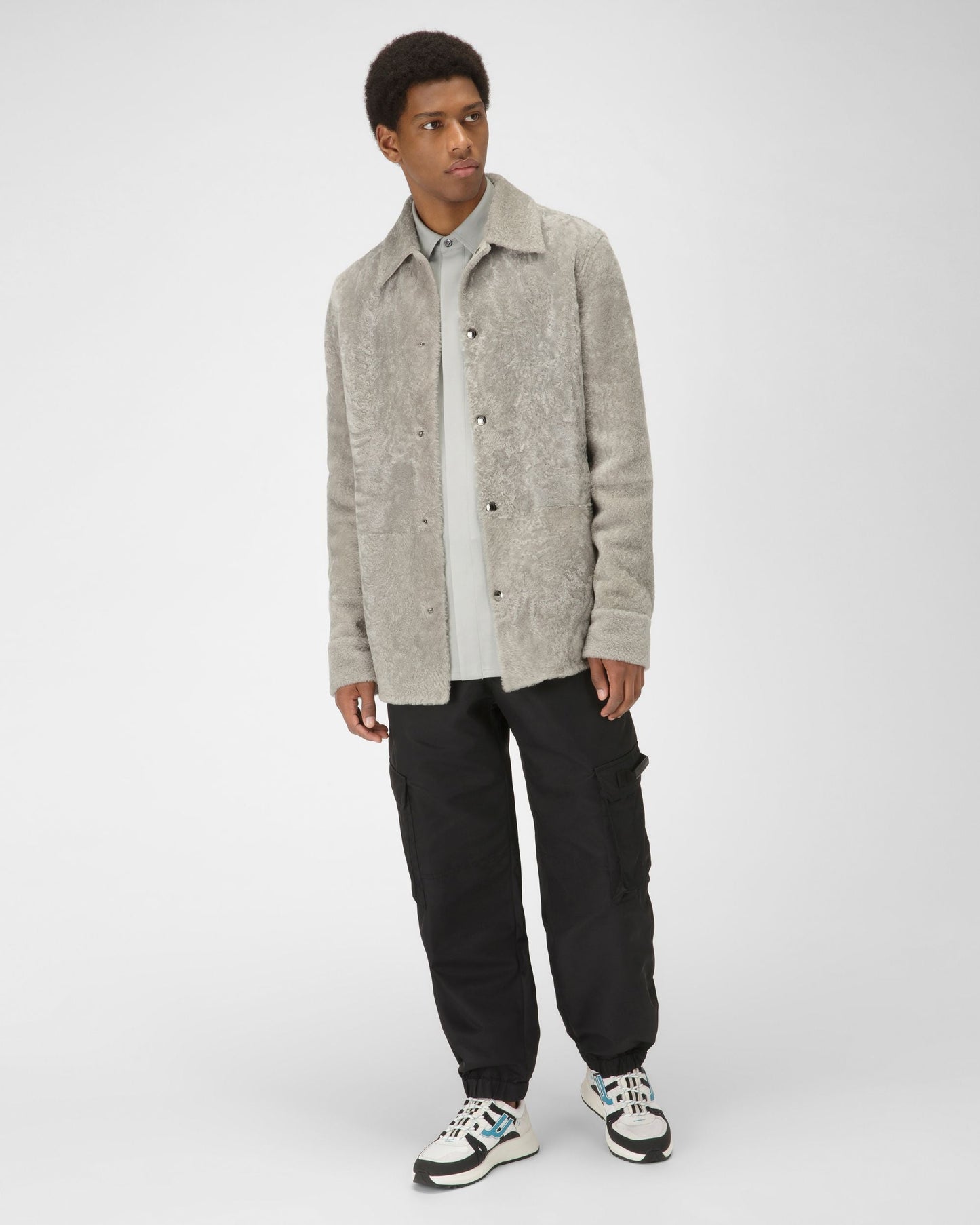 Damon Fabric And Leather Sneakers In Black And White