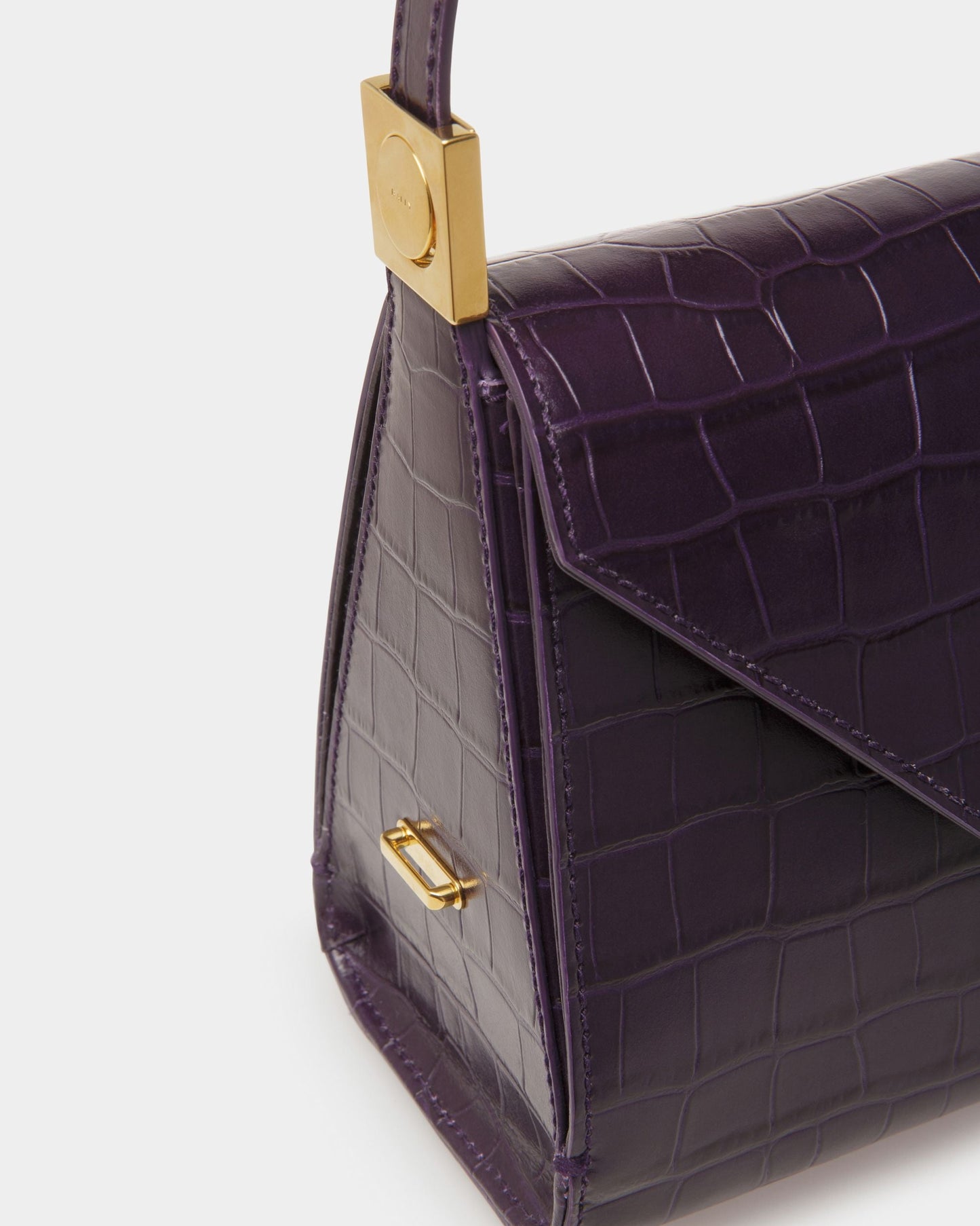 Emblem Trapeze Medium | Women's Top Handle Purse | Orchid Leather | Bally | Still Life Detail