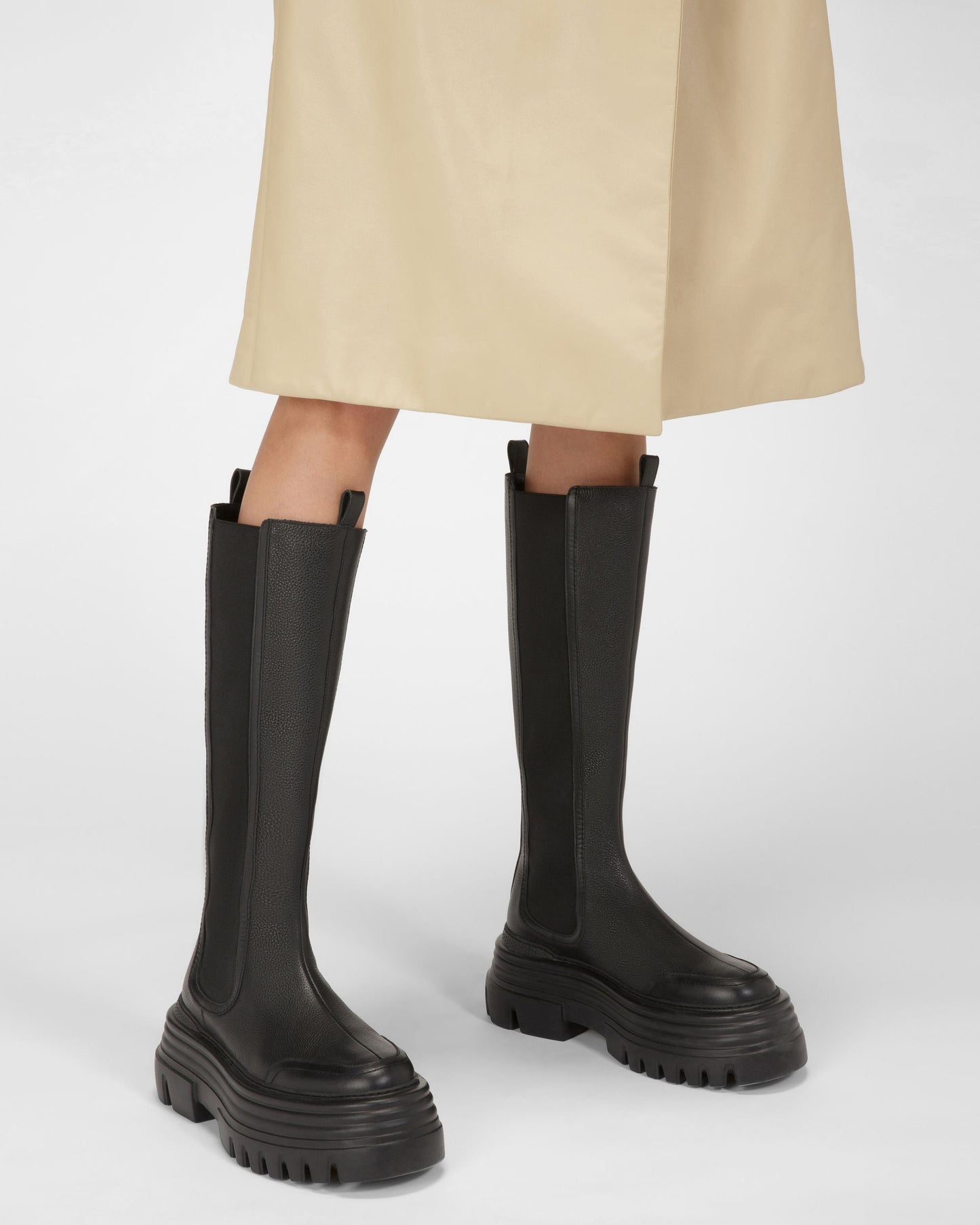 Galeen Leather Long Boots In Black