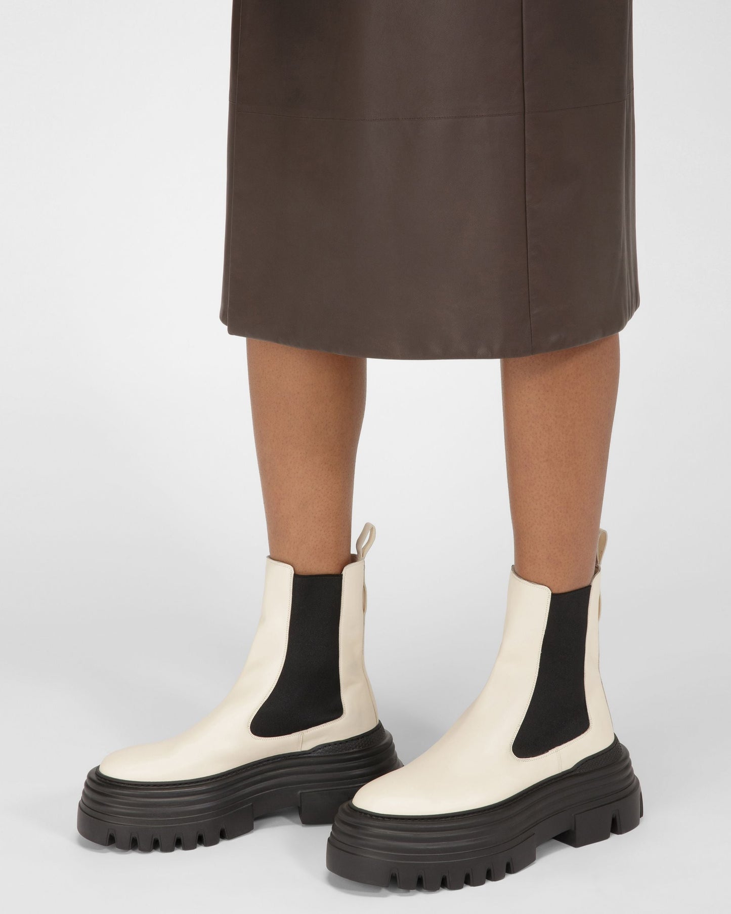 Greby Leather Booties In Bone