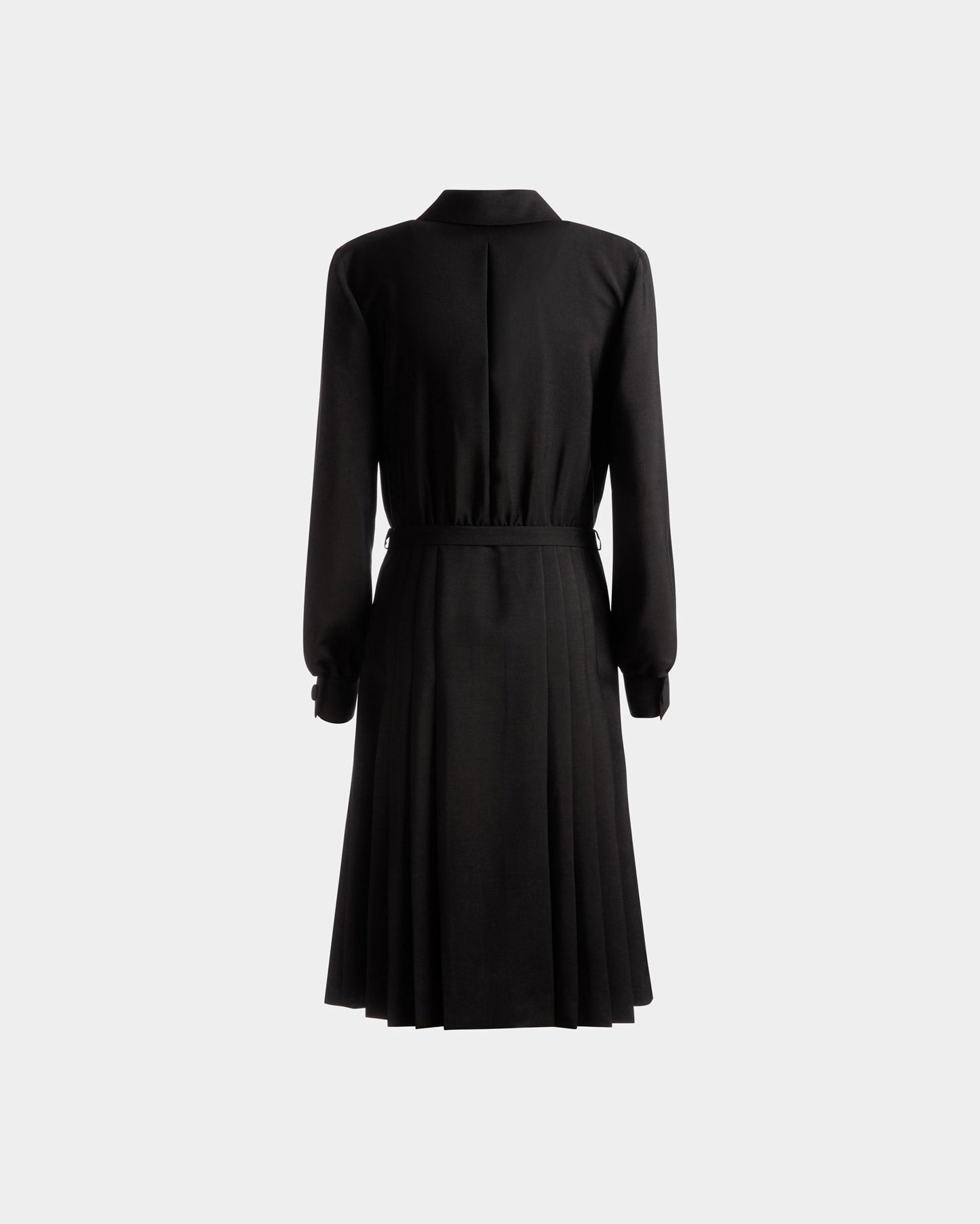 Emblem Belted Dress | Women's Dress |Black Mohair Mix | Bally | Still Life Back