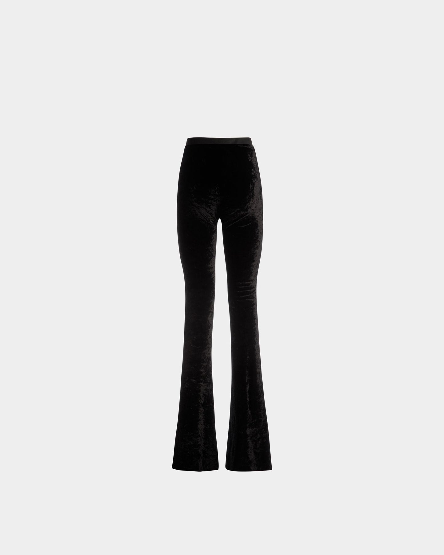 Flared Pants | Women's Pants | Black Velvet Viscose Mix | Bally | Still Life Back
