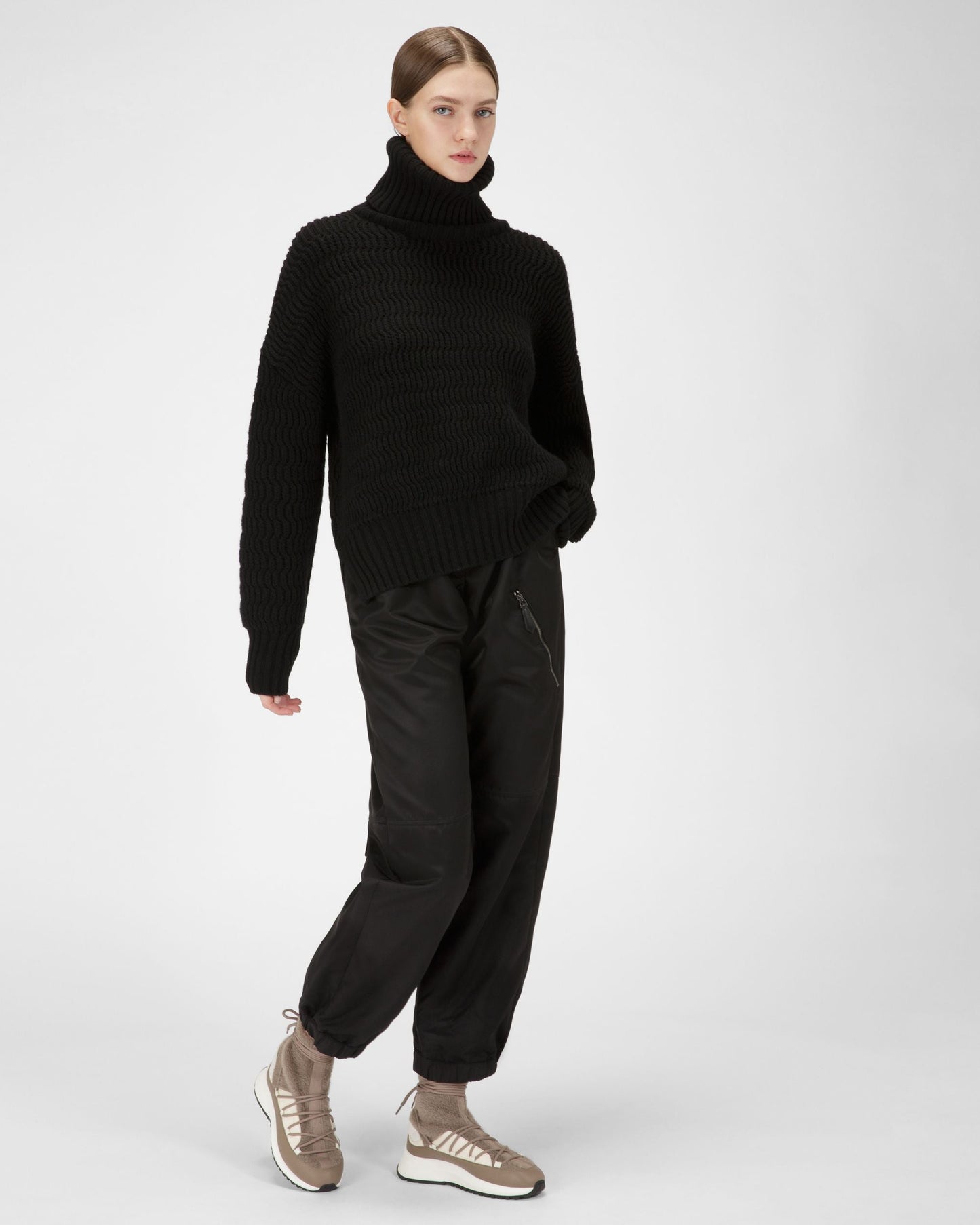 Dalyla Cashmere & Leather Boots In Taupe & Bone