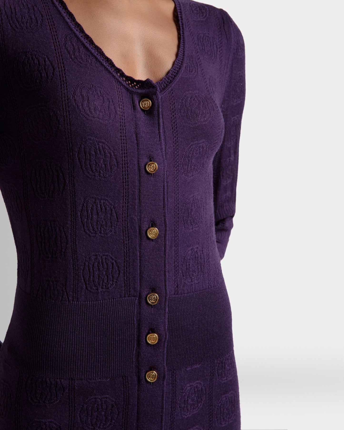Knit Detail Dress | Women's Dress | Orchid Wool | Bally | On Model Detail