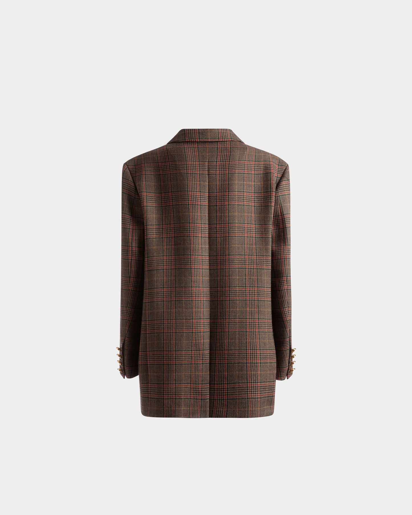 Checked Jacket | Women's Outerwear | Multicolor Wool | Bally | Still Life Back