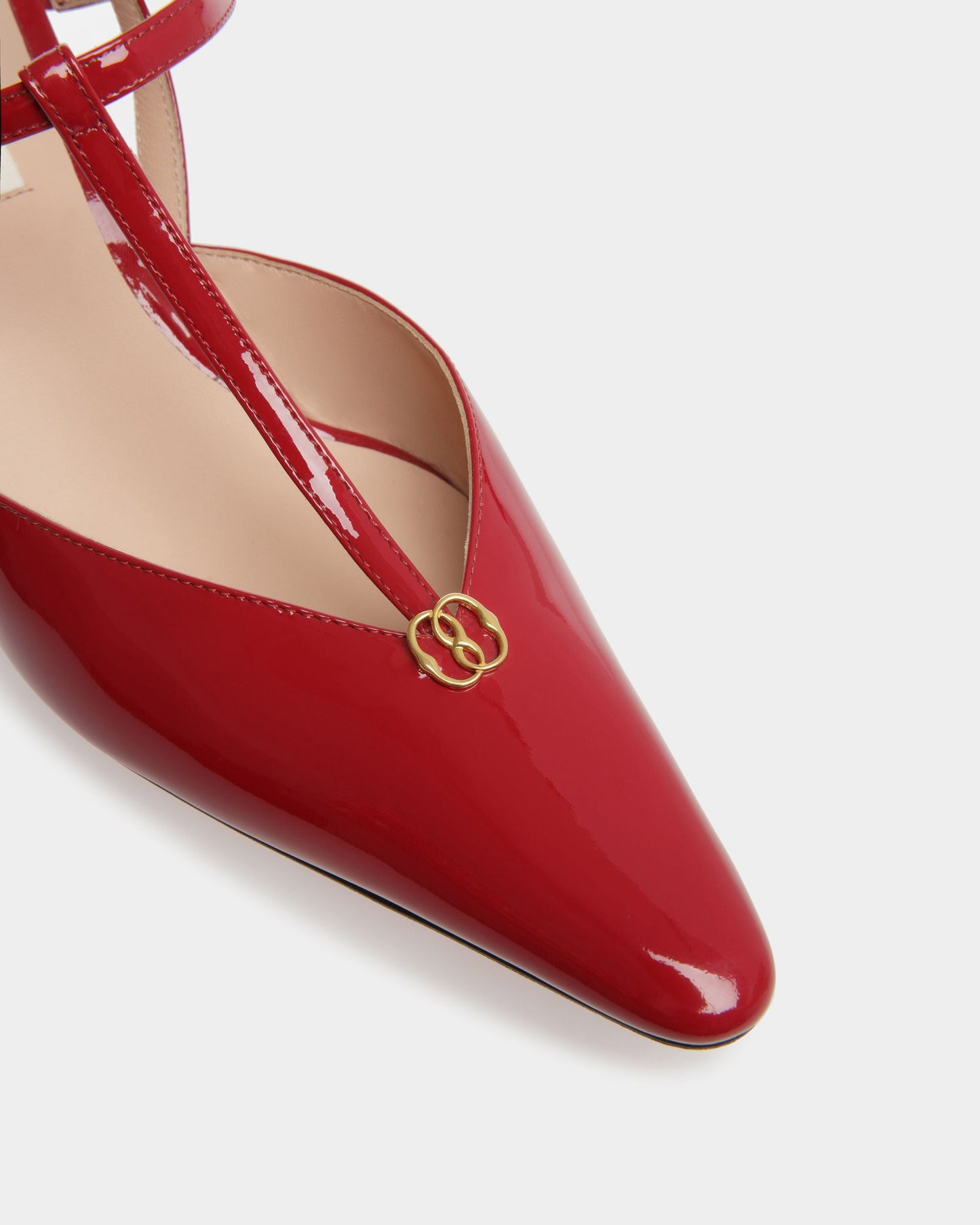 Karline | Women's Pumps | Ruby Red And Bone Leather | Bally | Still Life Detail