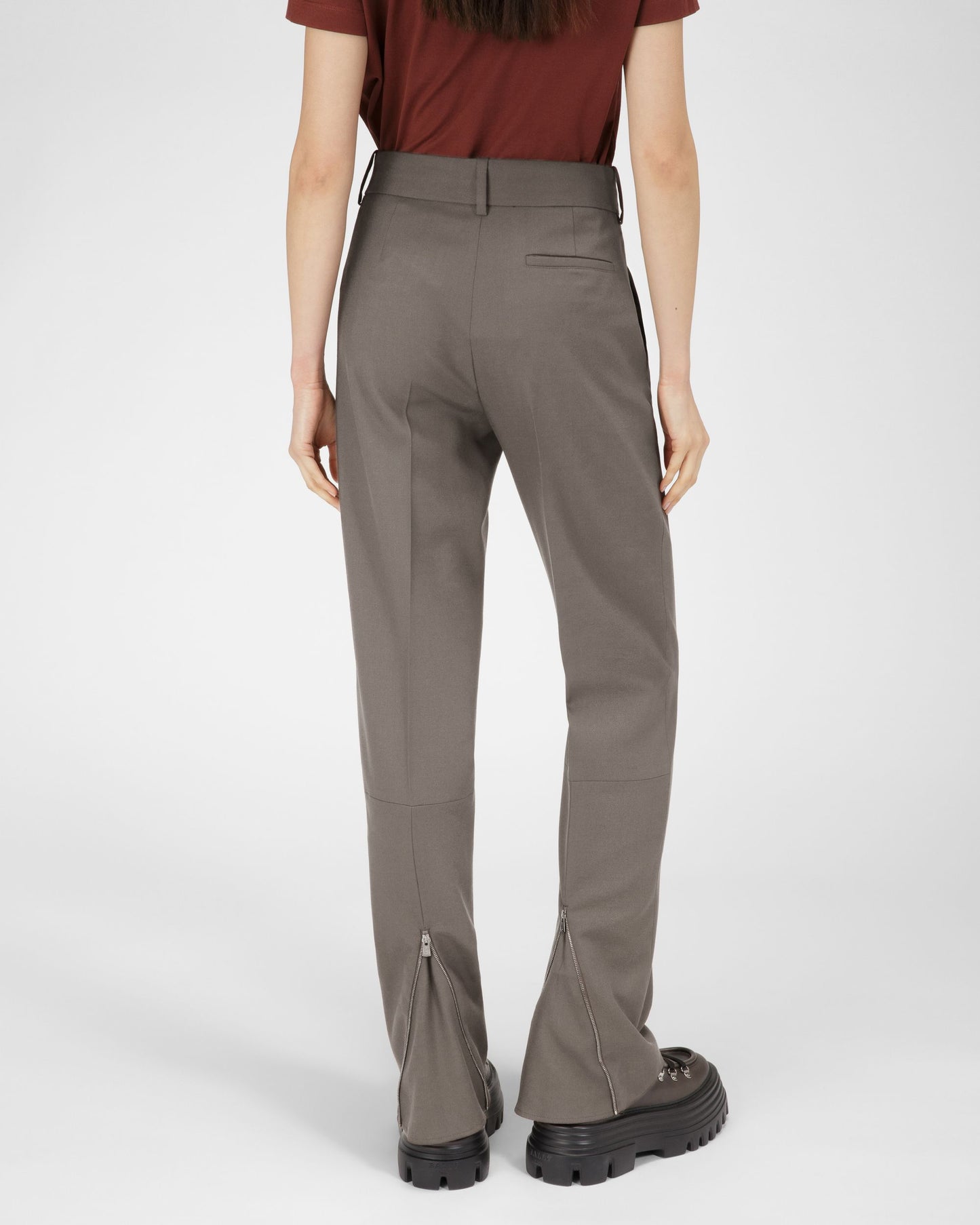 Wool & Cotton Trousers In Grey