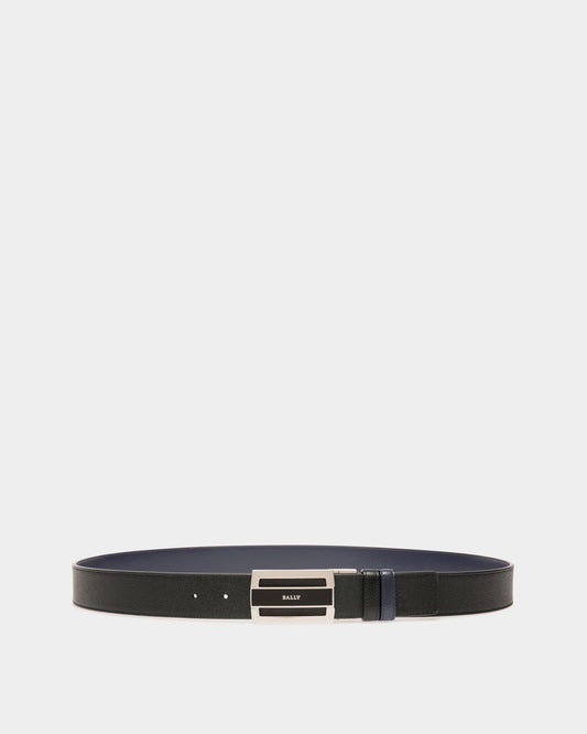 Fabazia Leather 35mm Belt In Black & Navy