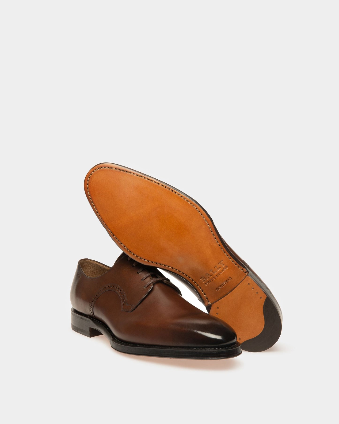 Scamardo Men's Leather Derby Lace-Up Shoe In Mid Brown