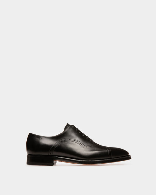 Scanio Men's Leather Oxford Lace-Up Shoe In Black