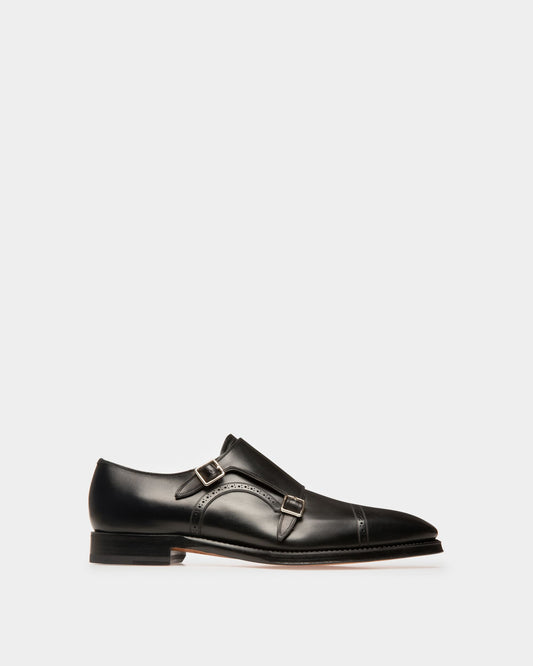 Scardino Men's Leather Monk Strap Shoe In Black