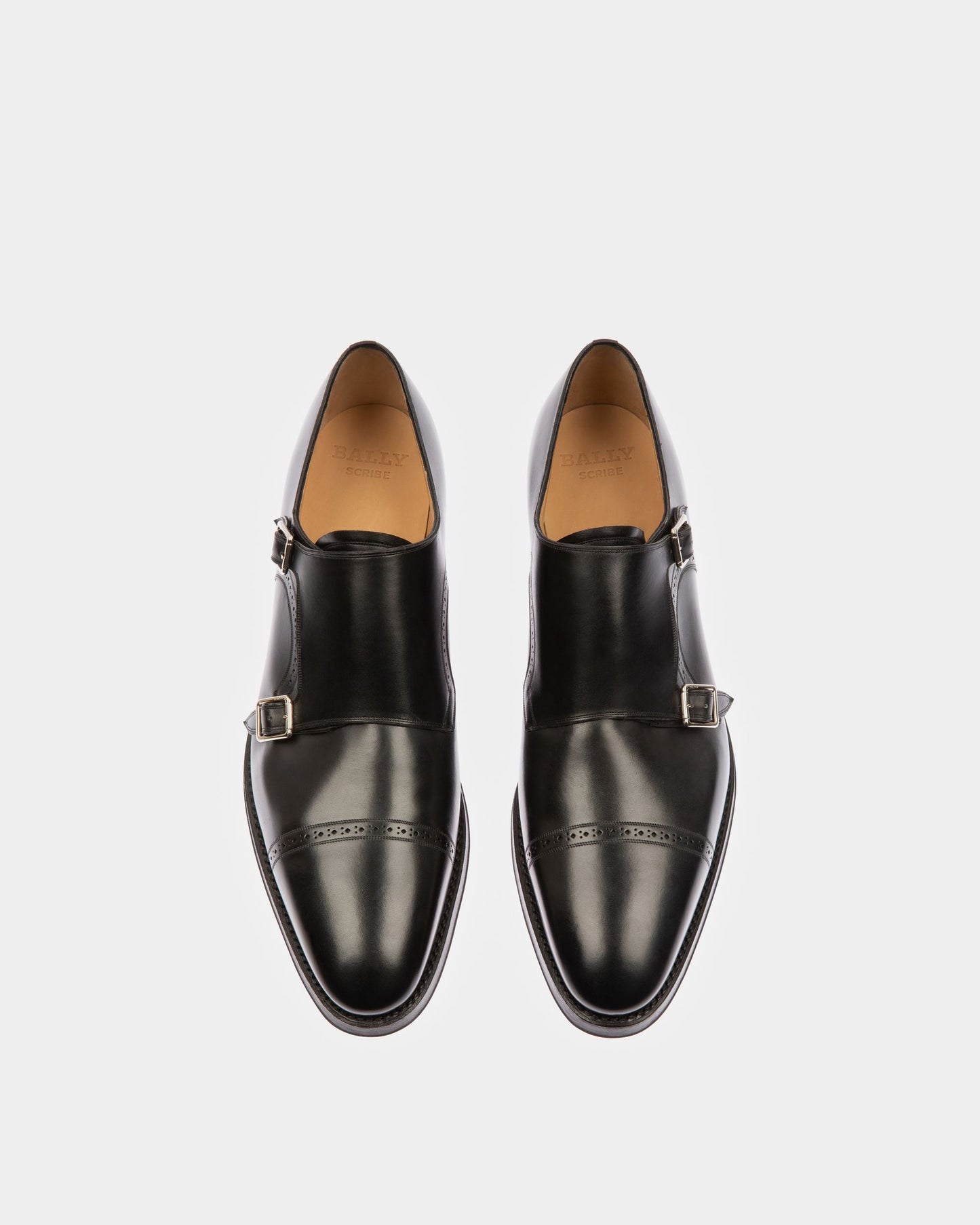 Scardino Men's Leather Monk Strap Shoe In Black