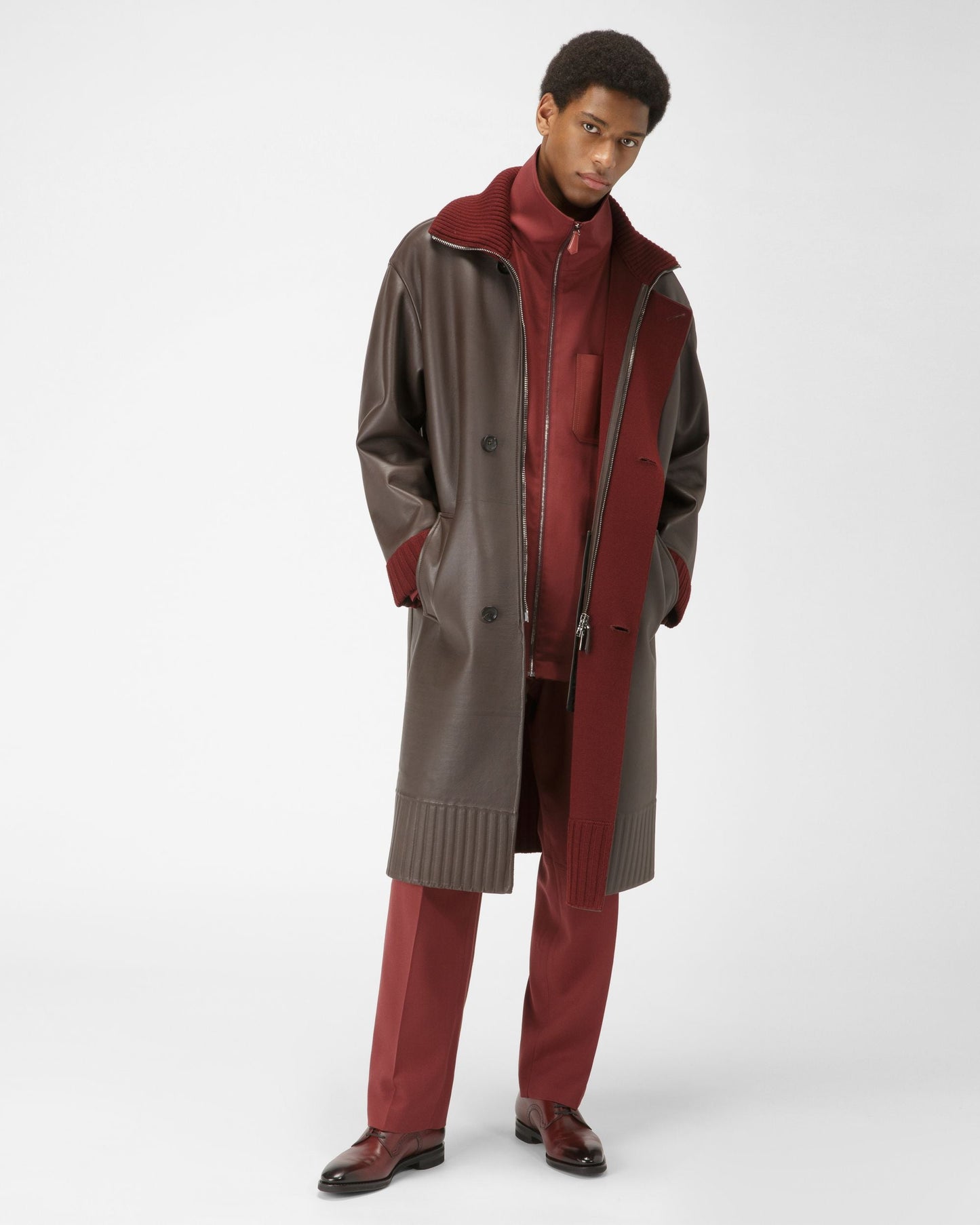 Scrivani Leather Derbies In Heritage Red