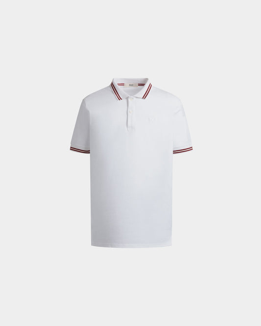 Polo Shirt in White Piqué-Knit Cotton