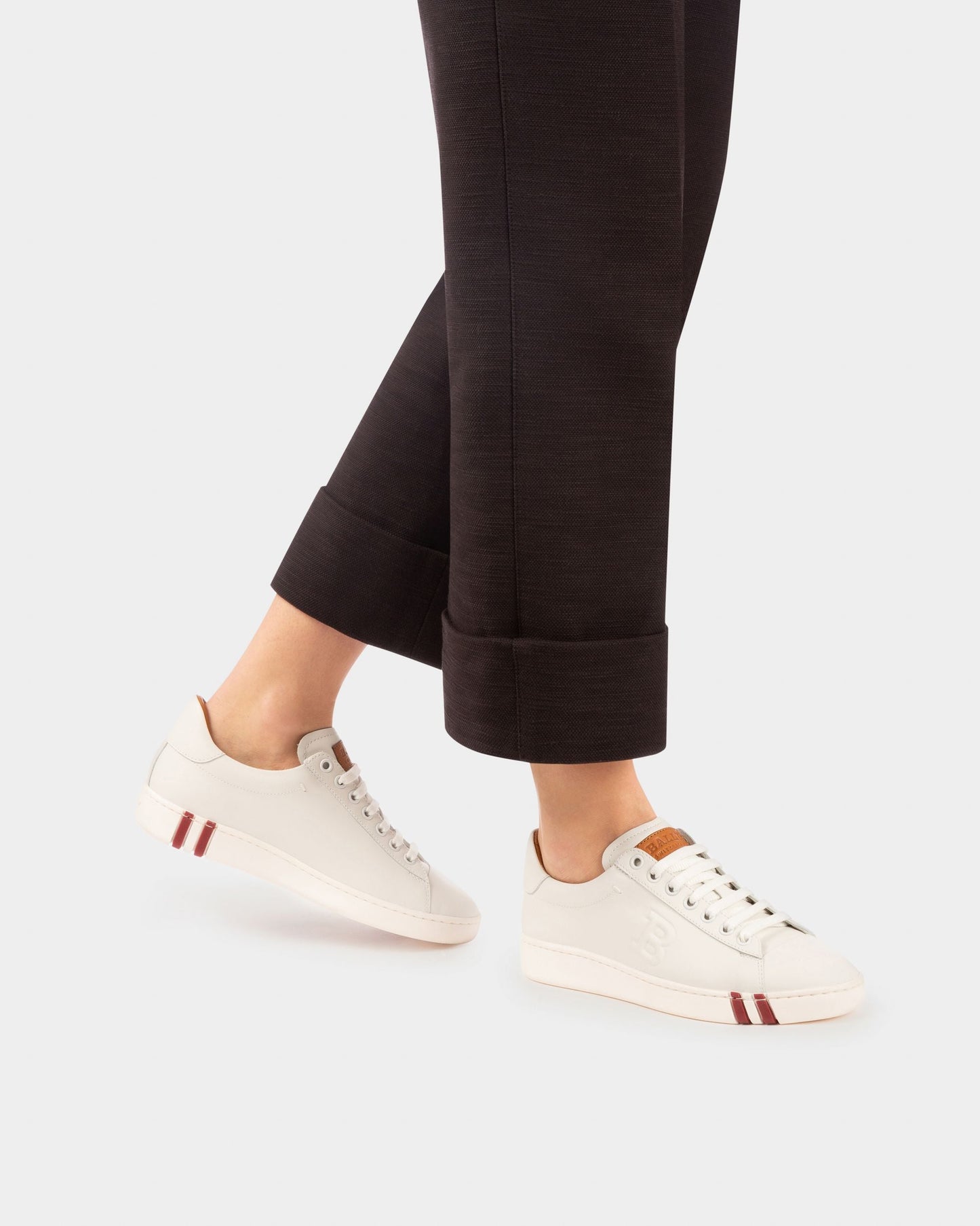 Wivian Women's Leather Perforated Trainer In White