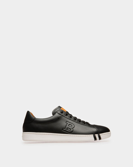 Asher Men's Leather Trainer In Black