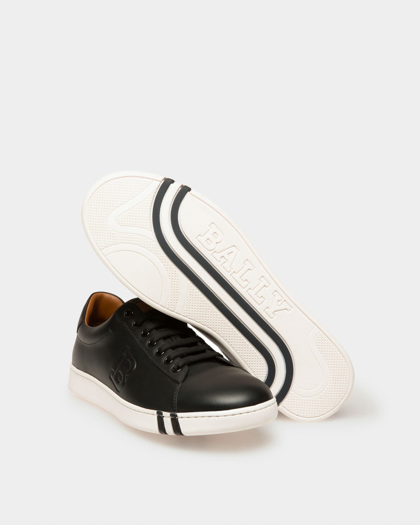 Asher Men's Leather Trainer In Black