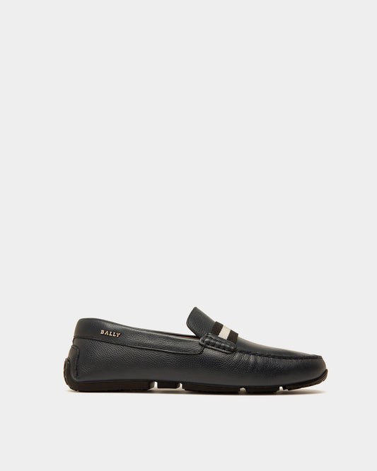 Pilot Drivers In Navy Leather And Fabric