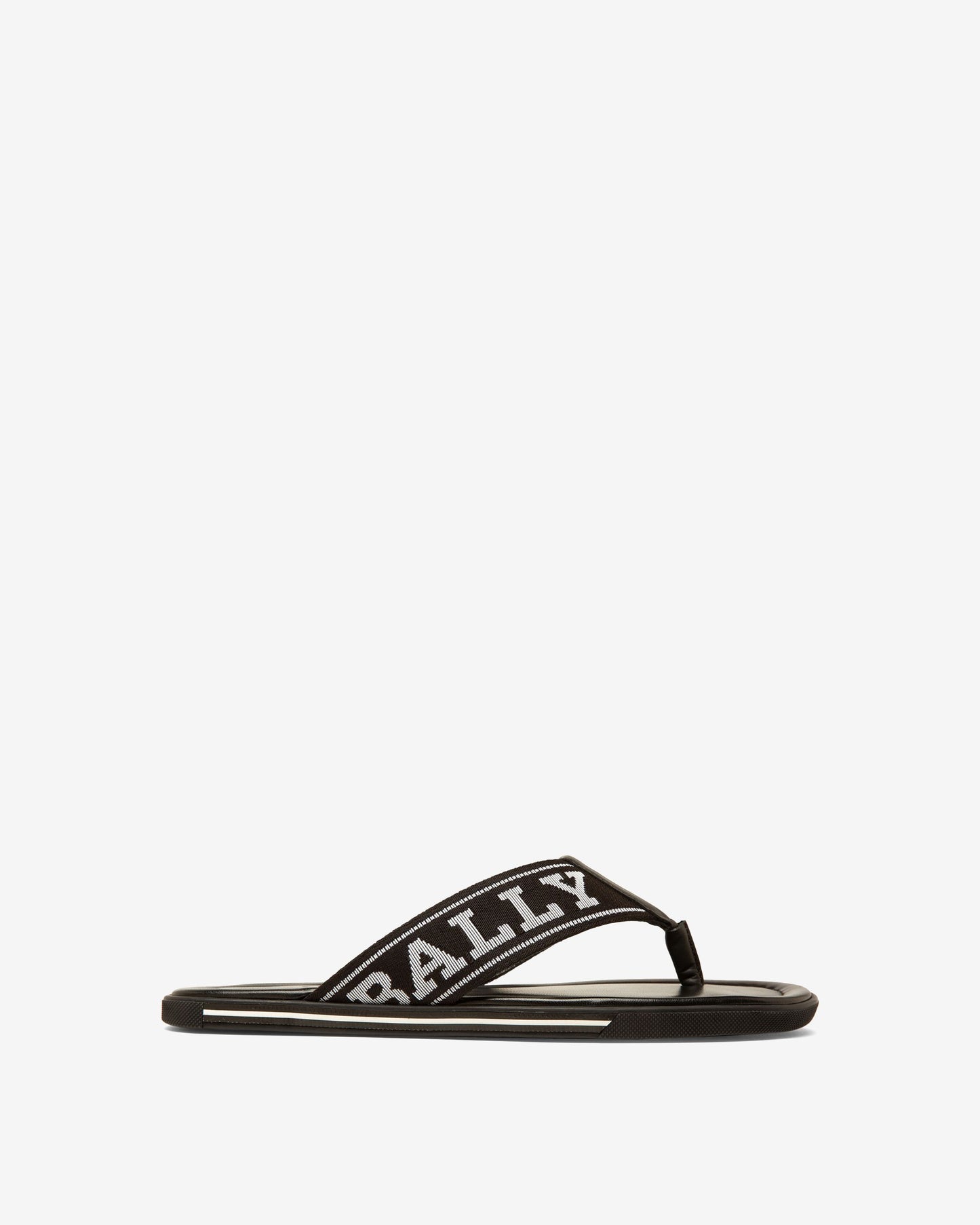 Border Fabric & Leather Sandals In Black
