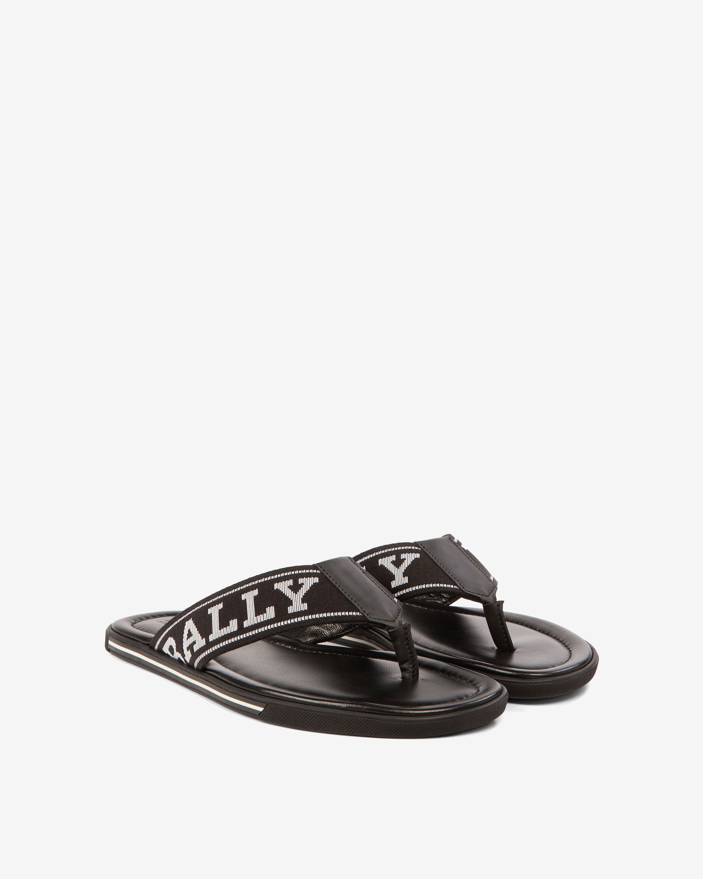 Border Fabric & Leather Sandals In Black