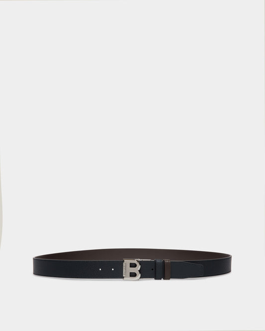 Reversible And Adjustable Belt in Blue Leather