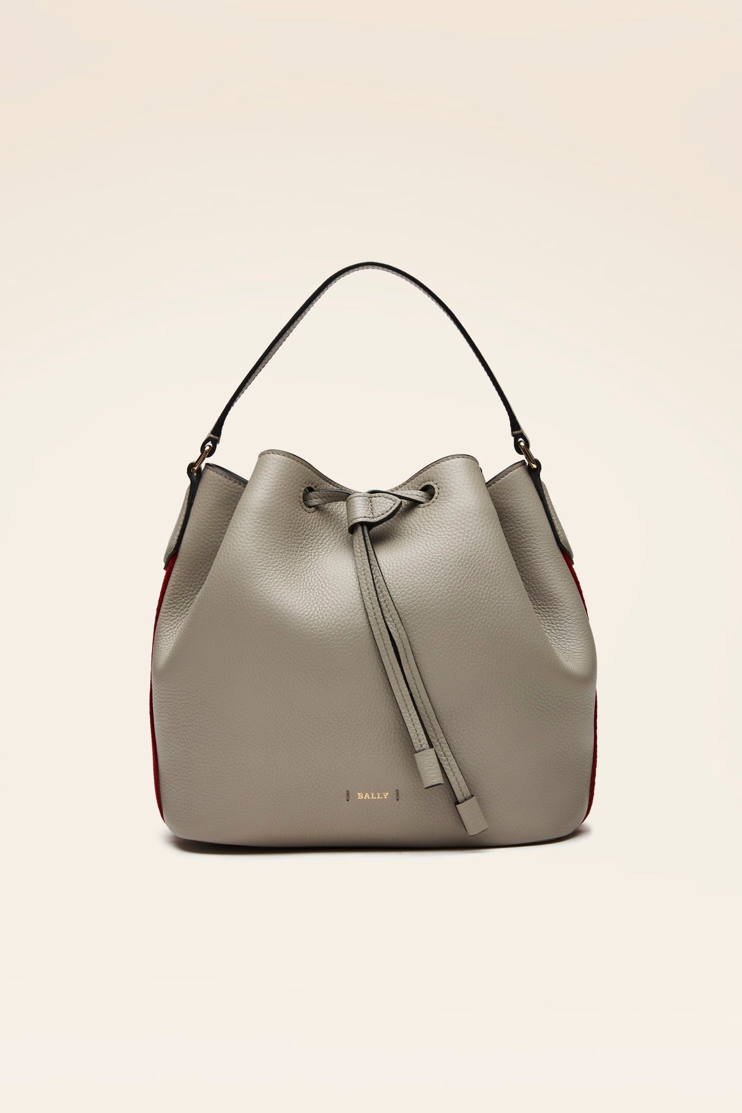 Women's Grey Leather Bucket Bag