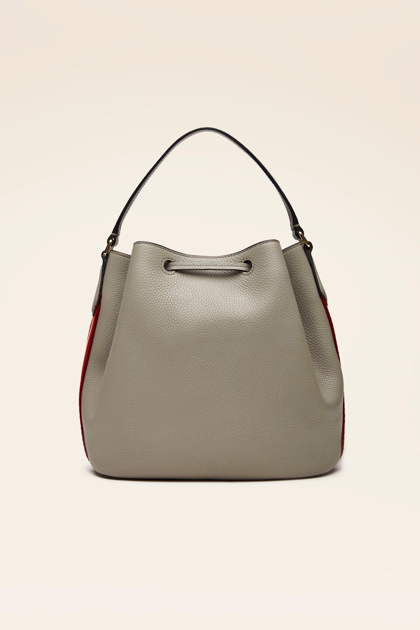 Women's Grey Leather Bucket Bag
