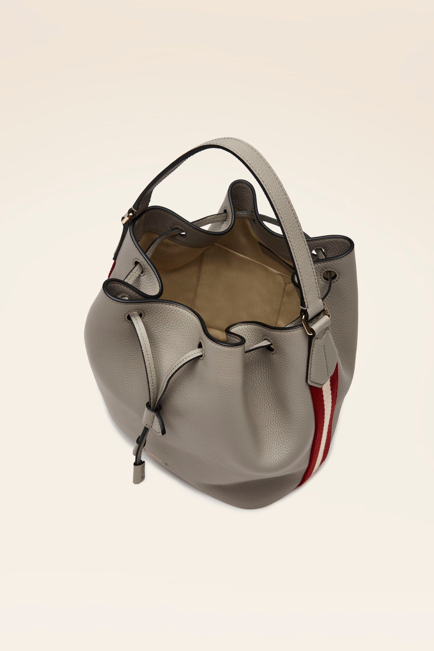 Women's Grey Leather Bucket Bag
