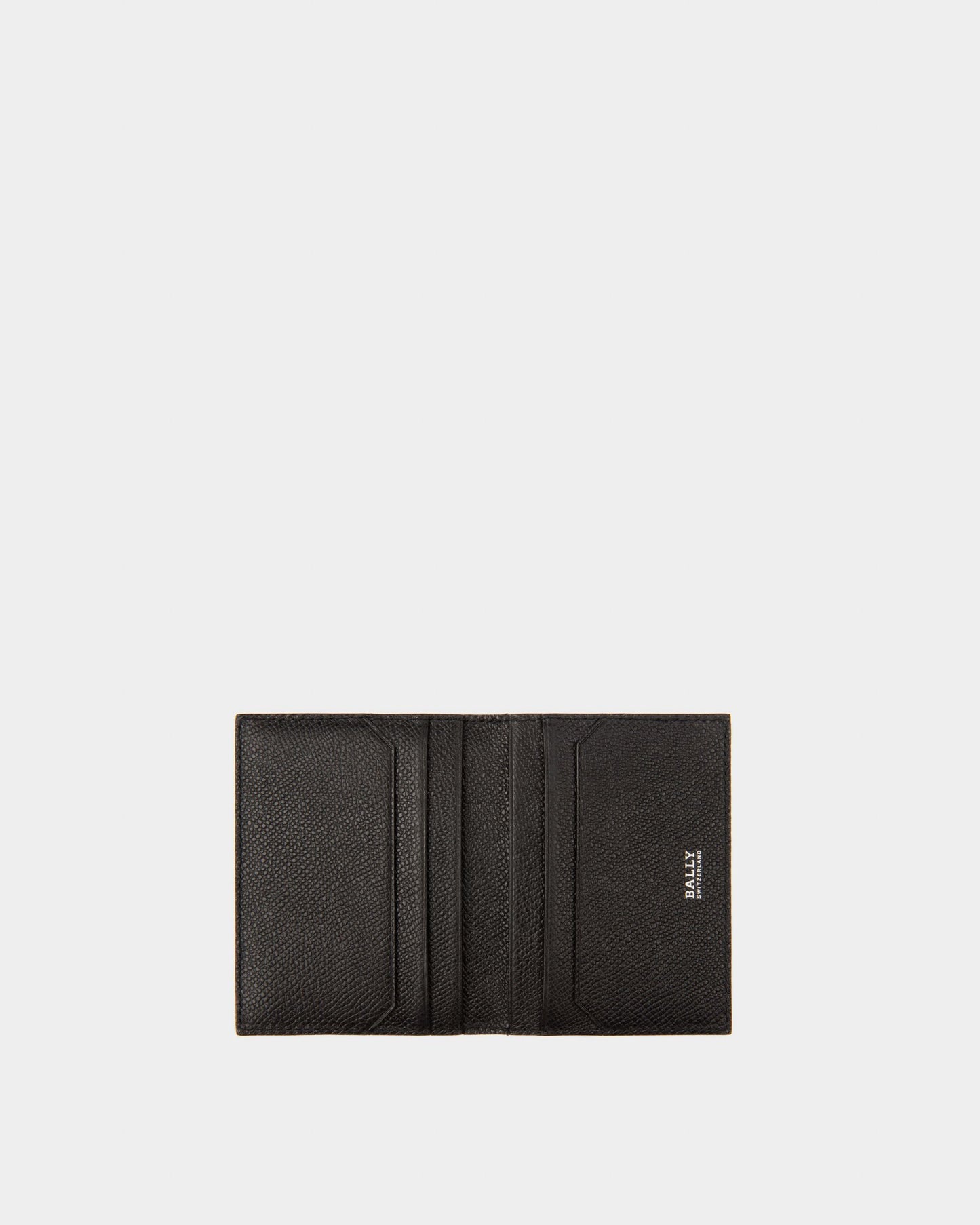 Talder | Men's Business Card Holder | Black Leather | Bally | Still Life Open / Inside