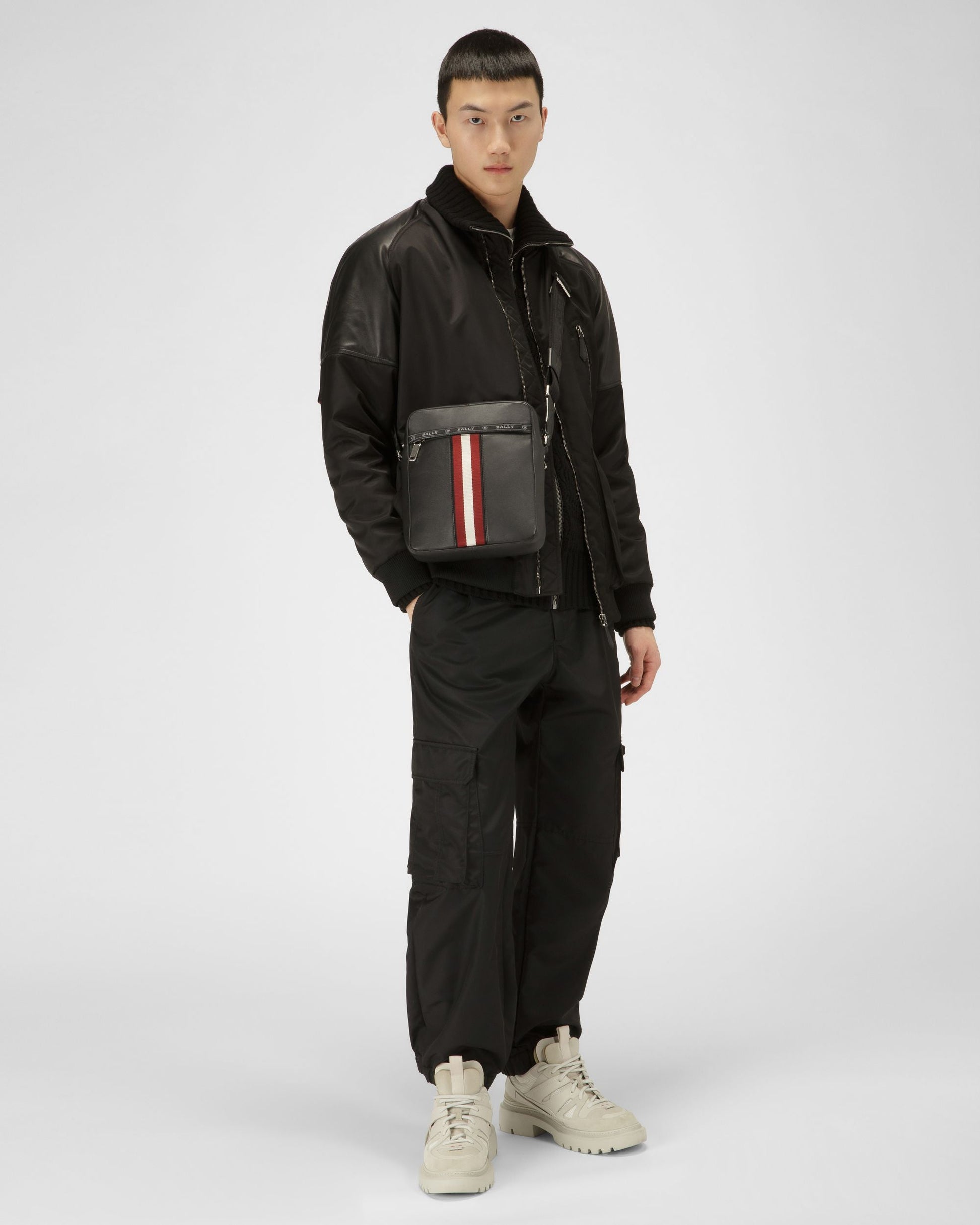 Holm | Men's Crossbody Bag | Black Leather | Bally | On Model Front