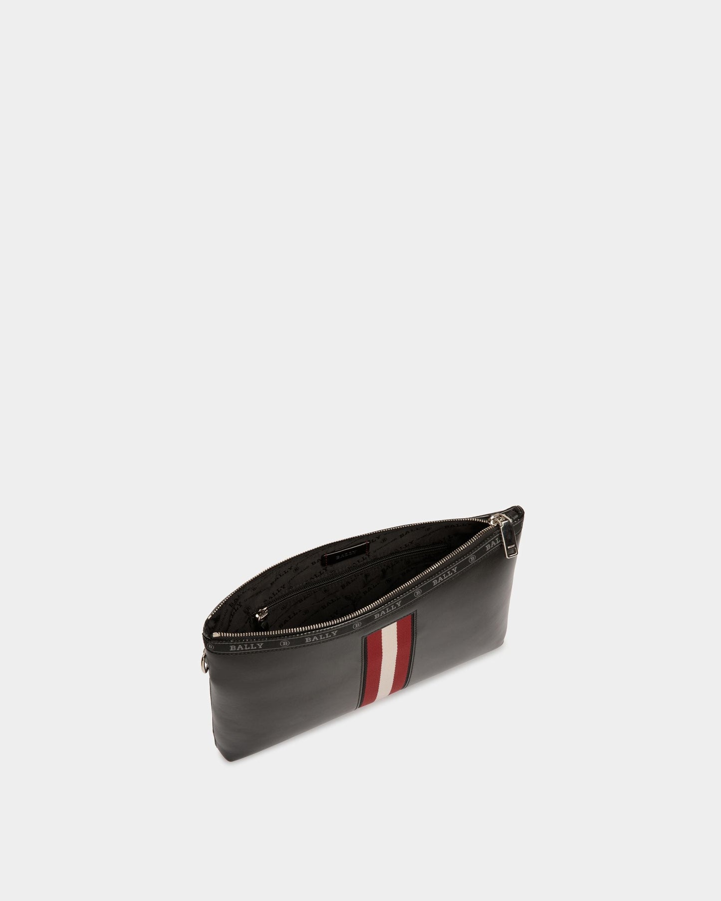Hartland | Men's Clutch Bag | Black Leather | Bally | Still Life Open / Inside