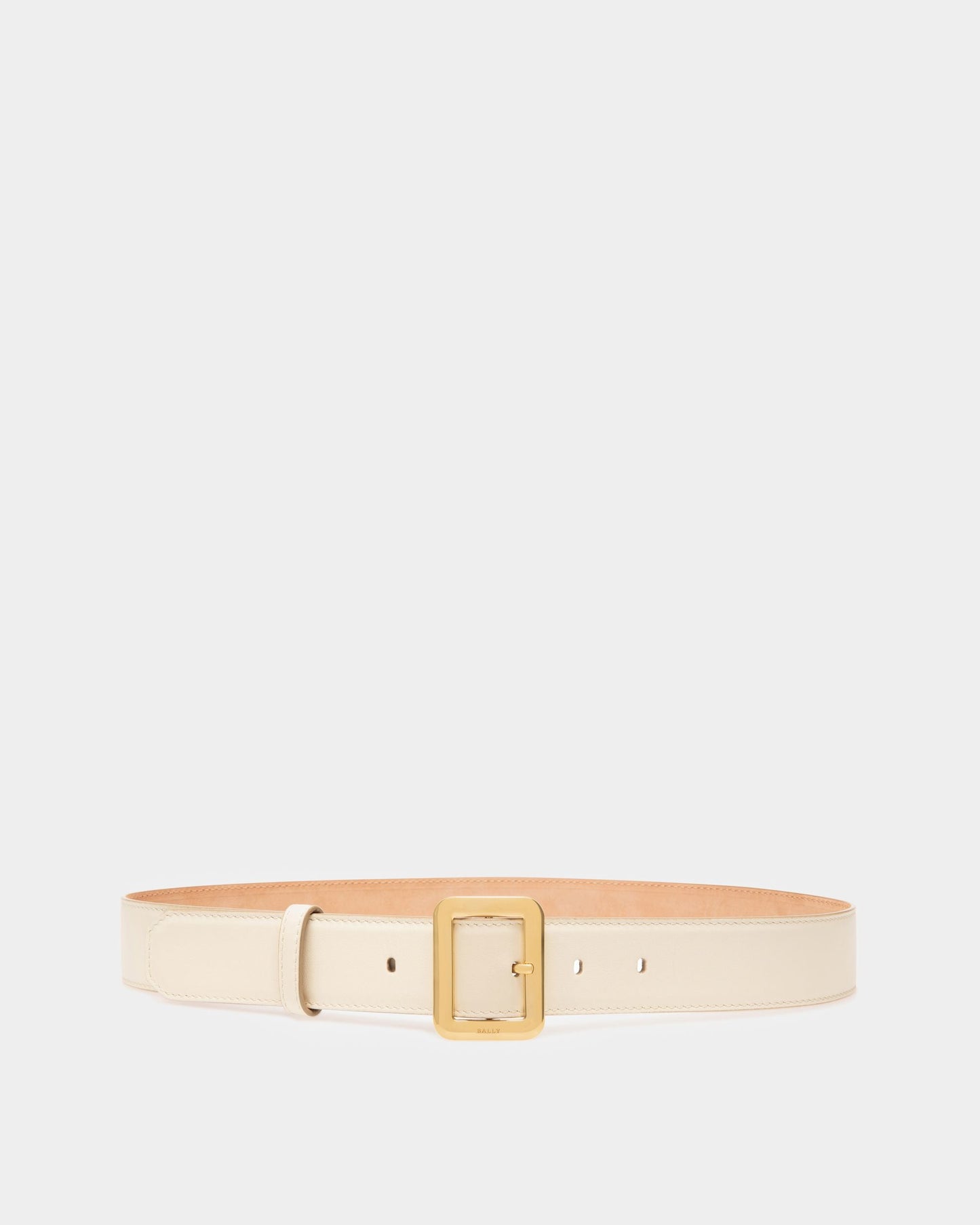 Janelle Leather 35mm Belt In Bone