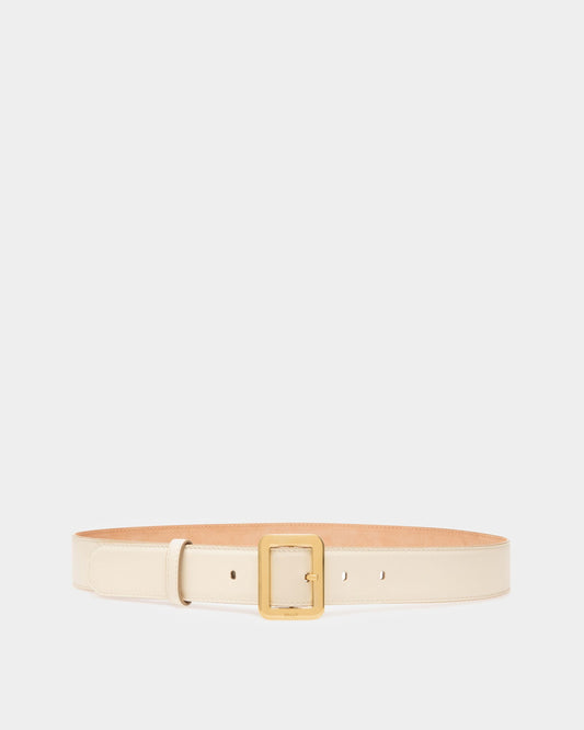 Janelle Leather 35mm Belt In Bone
