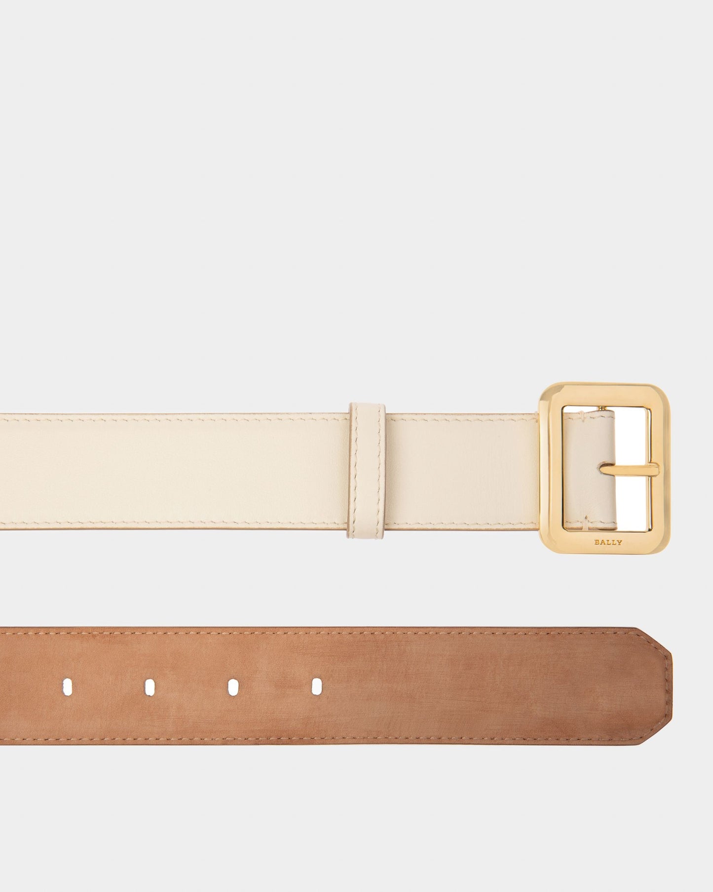 Janelle Leather 35mm Belt In Bone