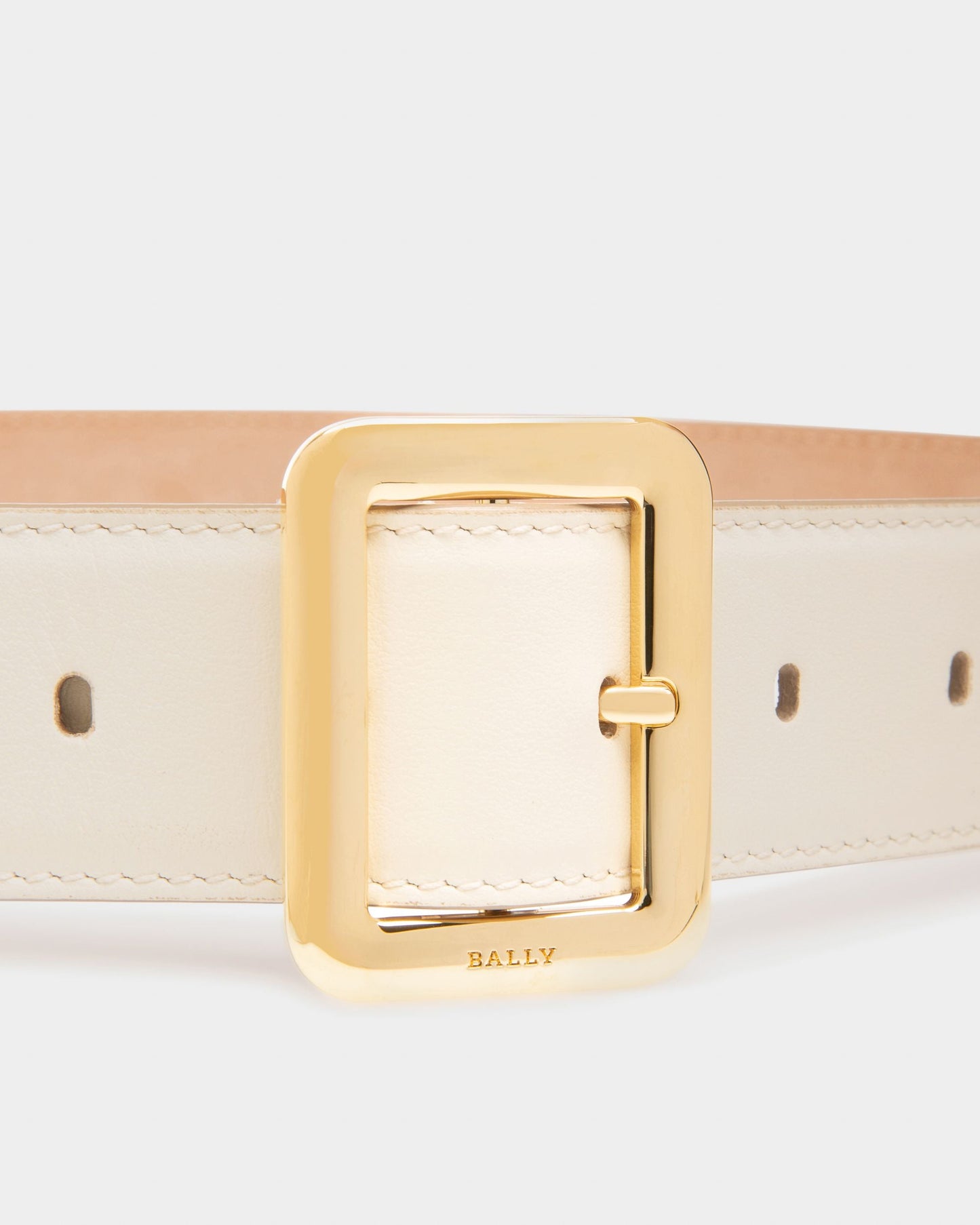 Janelle Leather 35mm Belt In Bone